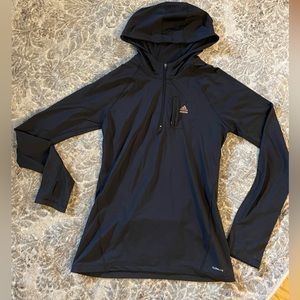 Adidas 1/4 zip front light weight pullover hoodie size M black 2 pocket’s zip
